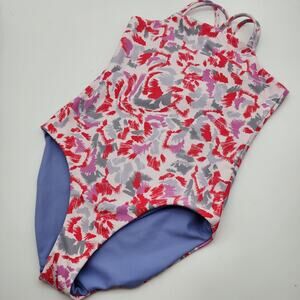 Zella One Piece Swimsuit Girls Size 12 Multicolor Strappy Lined Reversible